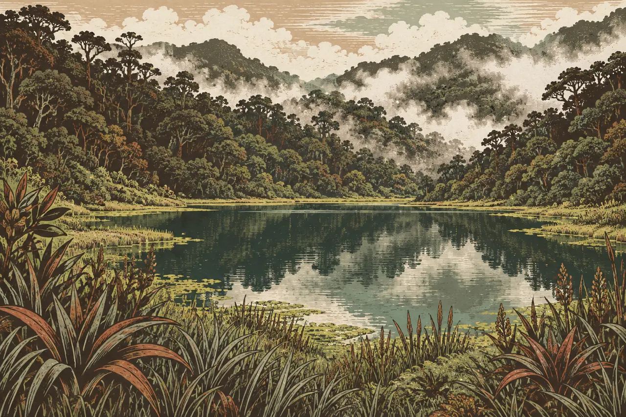 Ilustración de la Laguna El Dorado · no es foto